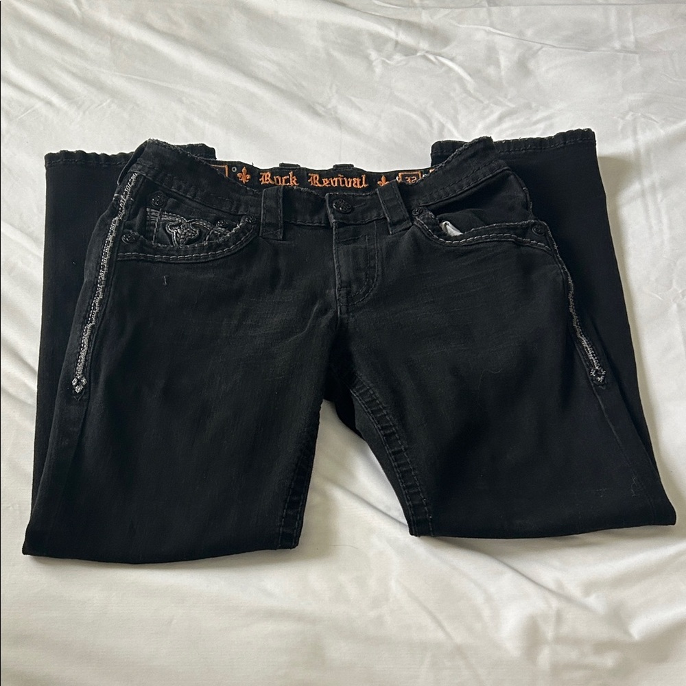 Rock Revival men’s Black  Jeans with Embroidered Pockets